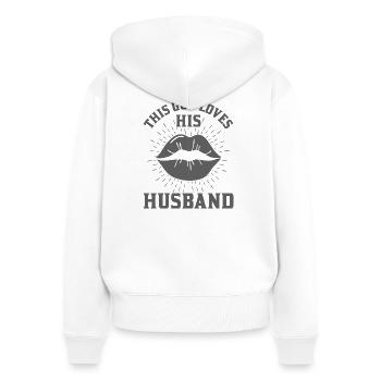 Dieser Typ liebt seinen Mann - Frauen Premium Bio Zip Hoodie - Weiß - Hinten - AI Model Female 172 light (172cm)