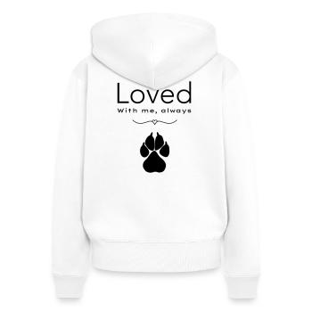 Le chien aimé - Sweat à capuche zippé Premium bio Femme - blanc - Dos - AI Model Female 172 light (172cm)