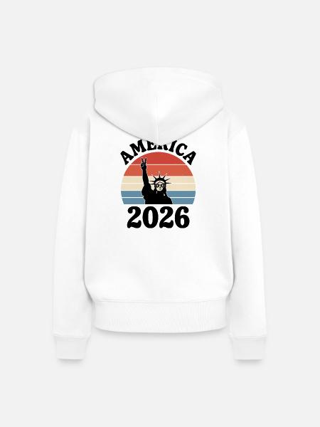America 2026 Freiheitsstatue Peace - Frauen Premium Bio Zip Hoodie - Weiß