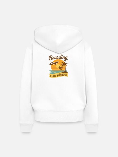 Boarding statt Burnout, Tropischer Sonnenuntergang - Frauen Premium Bio Zip Hoodie - Weiß