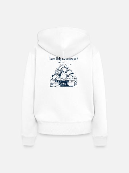 Hamster - Send Help and Snacks - Frauen Premium Bio Zip Hoodie - Weiß
