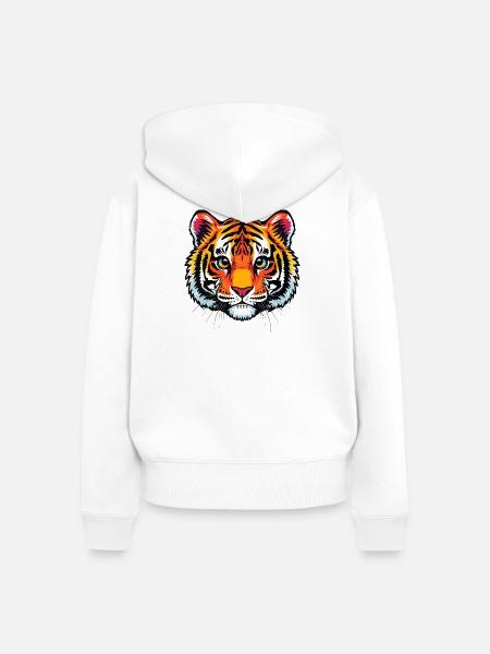 Niedlicher Tigerkopf  - Frauen Premium Bio Zip Hoodie - Weiß