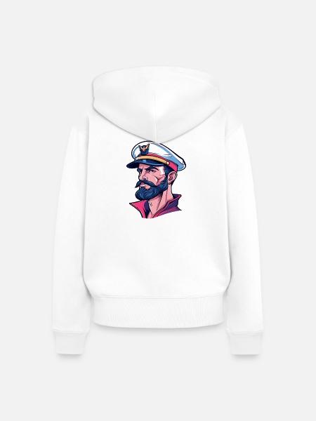 Kapitän im Neon-Comicstil - Frauen Premium Bio Zip Hoodie - Weiß