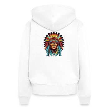 Indianer Häuptling Comic - Frauen Premium Bio Zip Hoodie - Weiß - Hinten - AI Model Female 172 light (172cm)