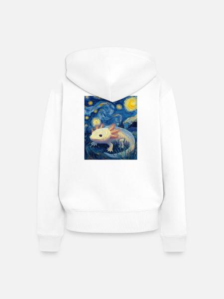 Axolotl Van Gogh Starry Night - Frauen Premium Bio Zip Hoodie - Weiß