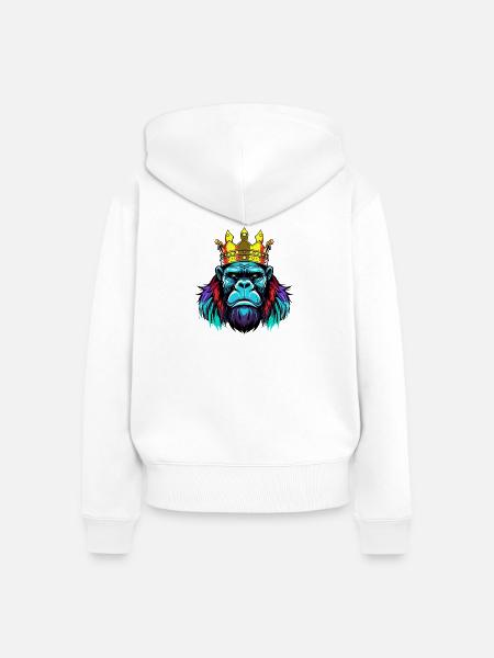 Gorilla Neon Krone - Frauen Premium Bio Zip Hoodie - Weiß