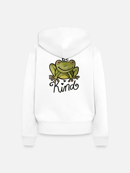 Be Kind Frosch-Aquarelldesign - Frauen Premium Bio Zip Hoodie - Weiß