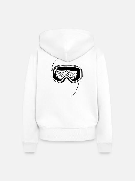 Gipfelblick Skibrille Grafik - Frauen Premium Bio Zip Hoodie - Weiß