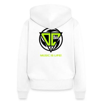 OLI CAPP - MUSIC IS LIFE LOGO - Sweat à capuche zippé Premium bio Femme - blanc - Dos - AI Model Female 172 light (172cm)