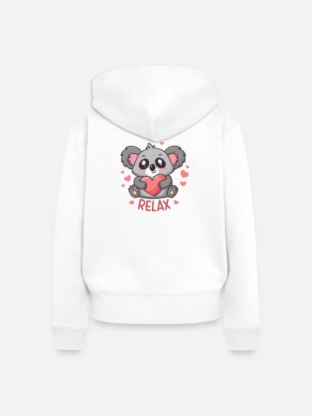 Koala Coeur Relax – Süße Zärtlichkeit - Frauen Premium Bio Zip Hoodie - Weiß