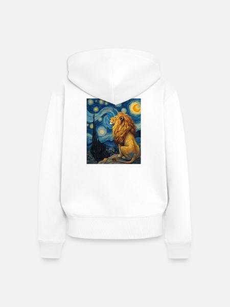 Löwe Van Gogh - Frauen Premium Bio Zip Hoodie - Weiß