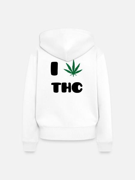 Ich liebe THC – Weed – Cannabis - Frauen Premium Bio Zip Hoodie - Weiß