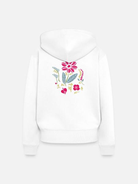 Blumenornament mit Blättern - Frauen Premium Bio Zip Hoodie - Weiß
