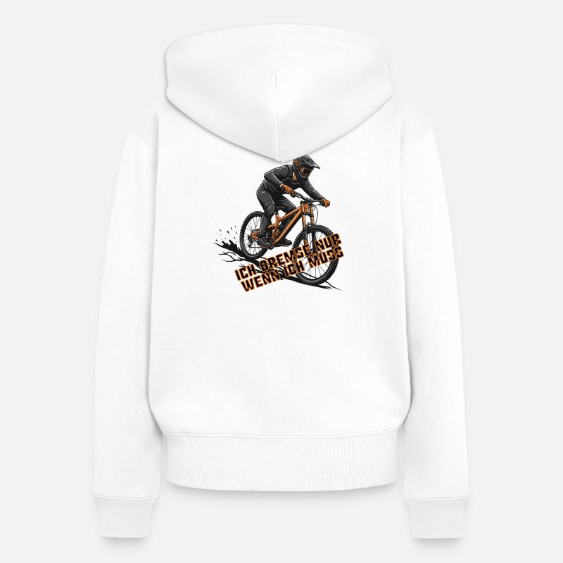 Cadeau de design de VTT pour descente - Sweat à capuche zippé Premium bio Femme - blanc