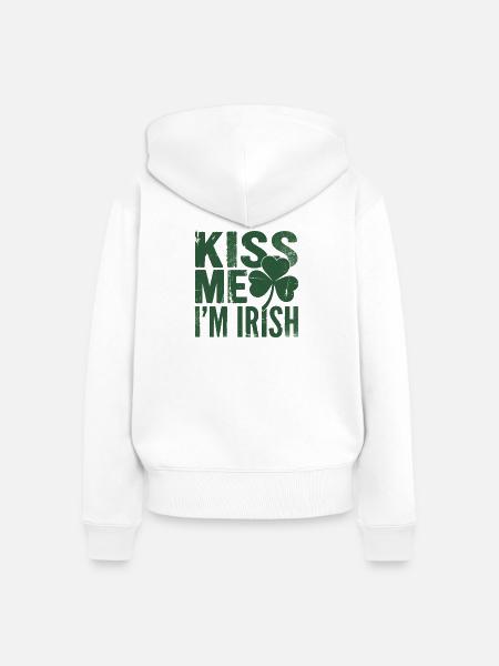 Küss mich, ich bin Irish Shamrock - Frauen Premium Bio Zip Hoodie - Weiß