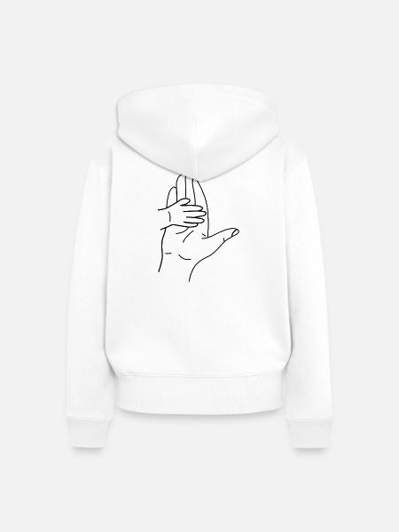 Umarmende Handsilhouette Linienkunst - Frauen Premium Bio Zip Hoodie - Weiß