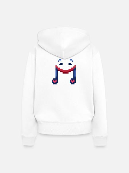 Smiling Musical Note Pixel Art - Frauen Premium Bio Zip Hoodie - Weiß