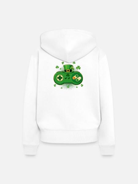 Irischer Videospiel-Controller St Pats - Frauen Premium Bio Zip Hoodie - Weiß