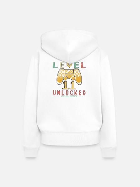 Level 11 freigeschaltet - Frauen Premium Bio Zip Hoodie - Weiß