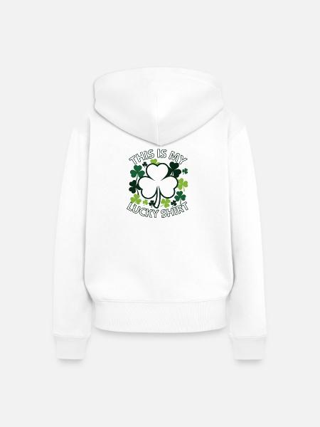 Mein Glückshemd Kleeblatt-Design - Frauen Premium Bio Zip Hoodie - Weiß