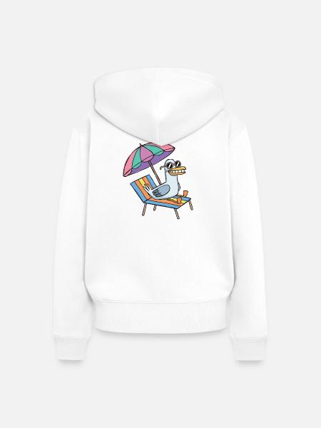 Möwe macht Urlaub - Frauen Premium Bio Zip Hoodie - Weiß