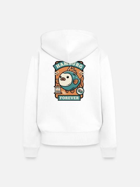 Hamburger Fischkopf aus Hamburg - Frauen Premium Bio Zip Hoodie - Weiß