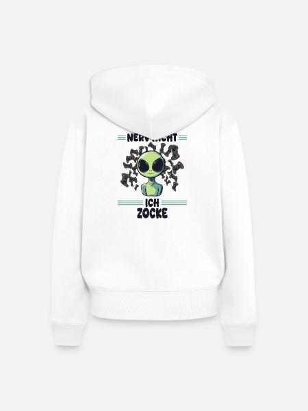 alien gaming zocken - Frauen Premium Bio Zip Hoodie - Weiß
