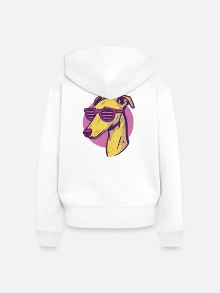 Windhund, Galgo Sonnenbrille Pop-Art - Frauen Premium Bio Zip Hoodie - Weiß
