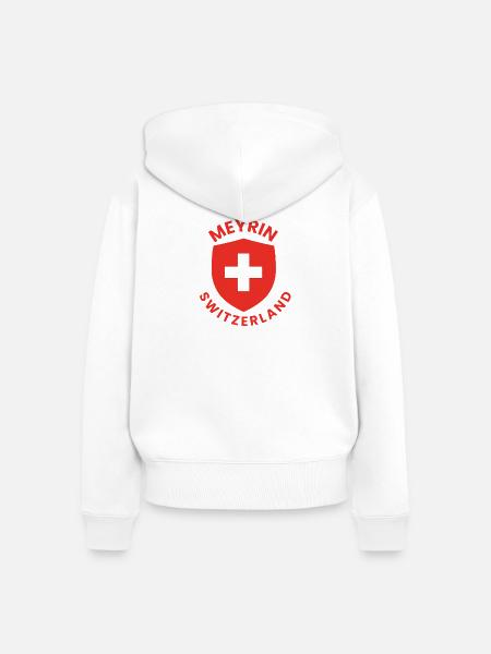 Meyrin Schweiz Schild - Frauen Premium Bio Zip Hoodie - Weiß