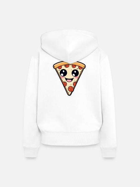 Kawaii Pizza Scheibe - Frauen Premium Bio Zip Hoodie - Weiß