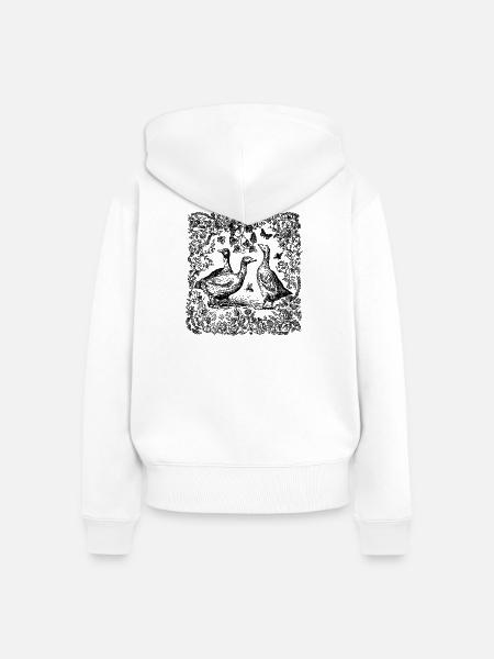 Gänse am See Silhouette - Frauen Premium Bio Zip Hoodie - Weiß