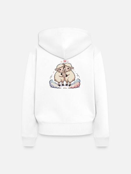 Schaf Paar Herz - Frauen Premium Bio Zip Hoodie - Weiß
