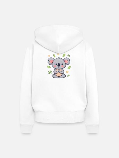 Zen-Koala-Blätter und -Blumen - Frauen Premium Bio Zip Hoodie - Weiß