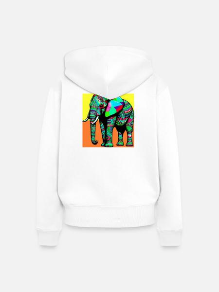 Elefant - Frauen Premium Bio Zip Hoodie - Weiß