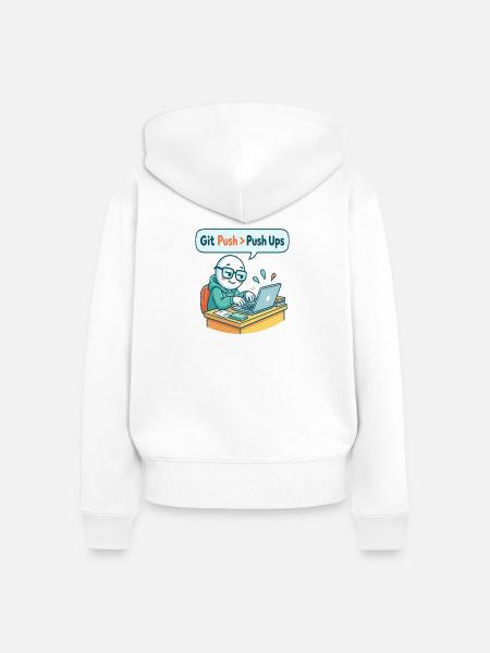Git Push > Push Ups - Frauen Premium Bio Zip Hoodie - Weiß