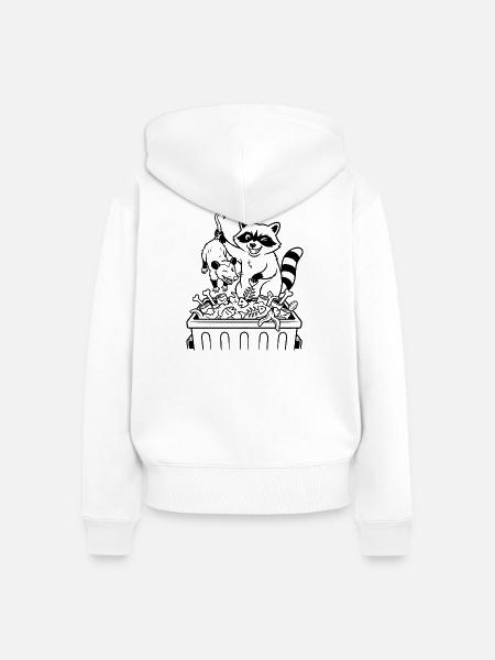 Raccoon Deluxe Dinner - Frauen Premium Bio Zip Hoodie - Weiß