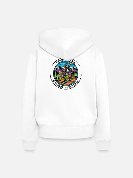 Bergpfad Radfahrer Badge - Frauen Premium Bio Zip Hoodie - Weiß