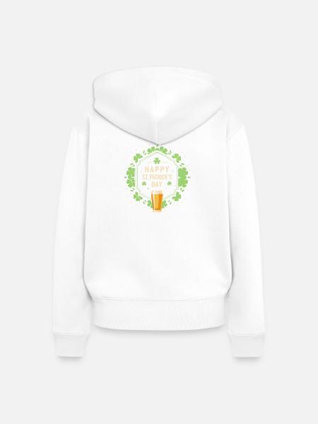St. Patrick's Day Bier & Kleeblatt - Frauen Premium Bio Zip Hoodie - Weiß