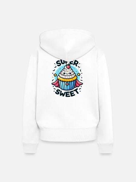 Super Cupcake Held - Frauen Premium Bio Zip Hoodie - Weiß