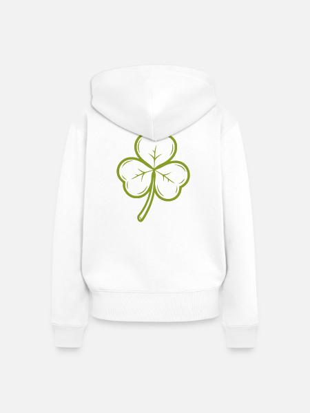 Kleeblatt grün - Frauen Premium Bio Zip Hoodie - Weiß