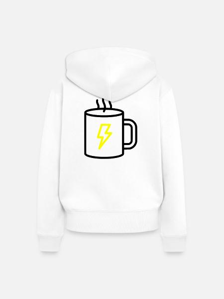 Kaffeebecher Blitz Energie - Frauen Premium Bio Zip Hoodie - Weiß