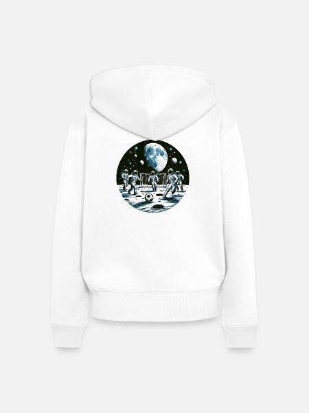 Mondfußball: Astronauten im Orbit - Frauen Premium Bio Zip Hoodie - Weiß