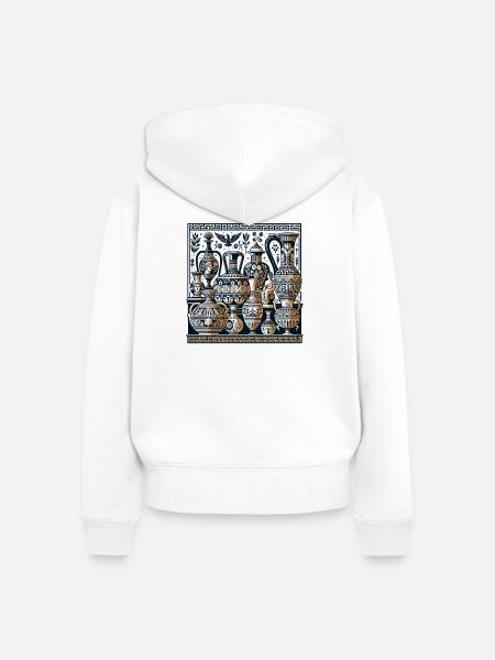 Antike Vasenornamente Griechische Muster - Frauen Premium Bio Zip Hoodie - Weiß
