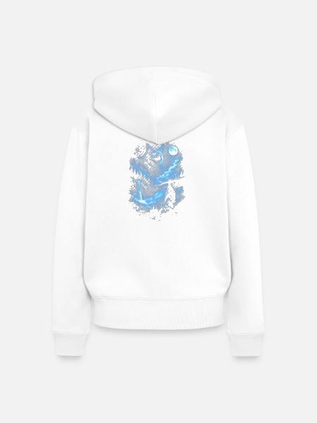 Blauer Nachtwolf Mondlicht - Frauen Premium Bio Zip Hoodie - Weiß
