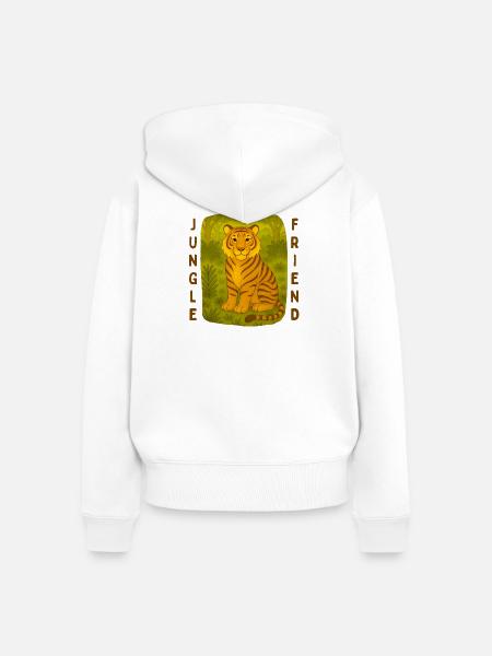 Tiger im Dschungel - Frauen Premium Bio Zip Hoodie - Weiß