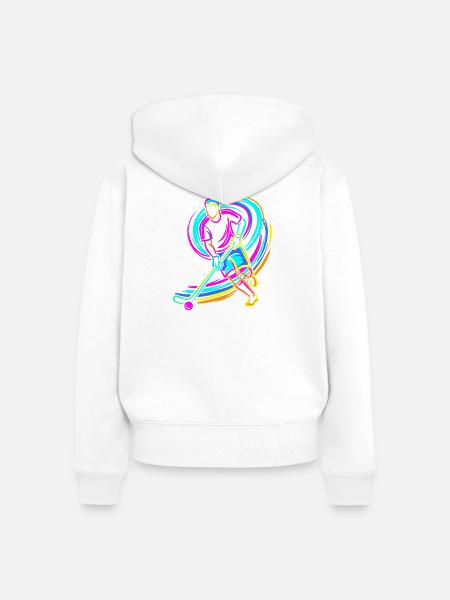Feldhockeyspieler - Frauen Premium Bio Zip Hoodie - Weiß