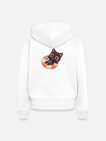 Katzen-Boje Kawaii Marine - Frauen Premium Bio Zip Hoodie - Weiß