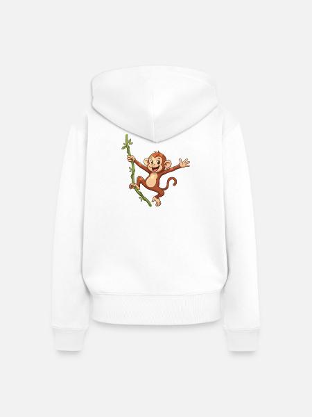 Affe Lianen-Springen - Frauen Premium Bio Zip Hoodie - Weiß