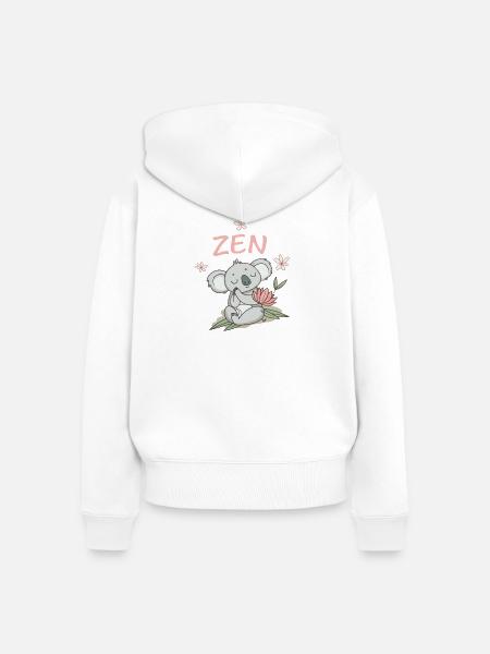 Koala-Zen: Pastell-Lotus-Meditation - Frauen Premium Bio Zip Hoodie - Weiß