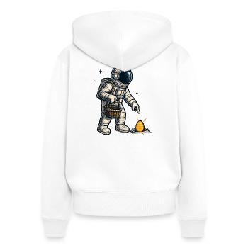 Astronauten-Ei Erkundung - Frauen Premium Bio Zip Hoodie - Weiß - Hinten - AI Model Female 172 light (172cm)